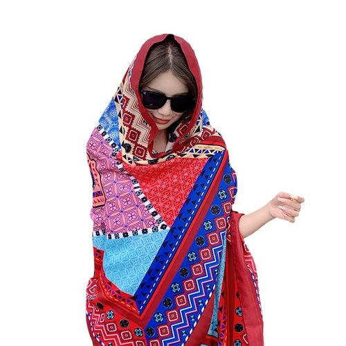 Yunnan outfit travel photo ethnic style sun protection scarf shawl for women  new grassland Tibetan desert silk scarf