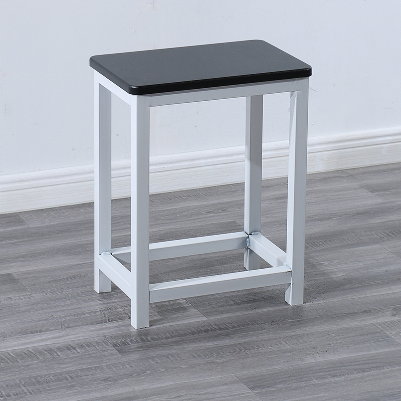Taburete de taller al por mayor, línea de montaje de fábrica, taburete de trabajo, taburete cuadrado pequeño de acero y madera, taburete de hierro de comida rápida, oro de entrenamiento