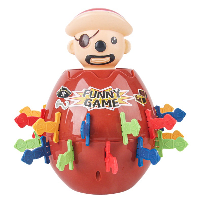 Novedad creativo pirata barril juguete de los niños interactivos parodia espinoso alcancía pirata dinosaurio cubo madera escritorio juguete