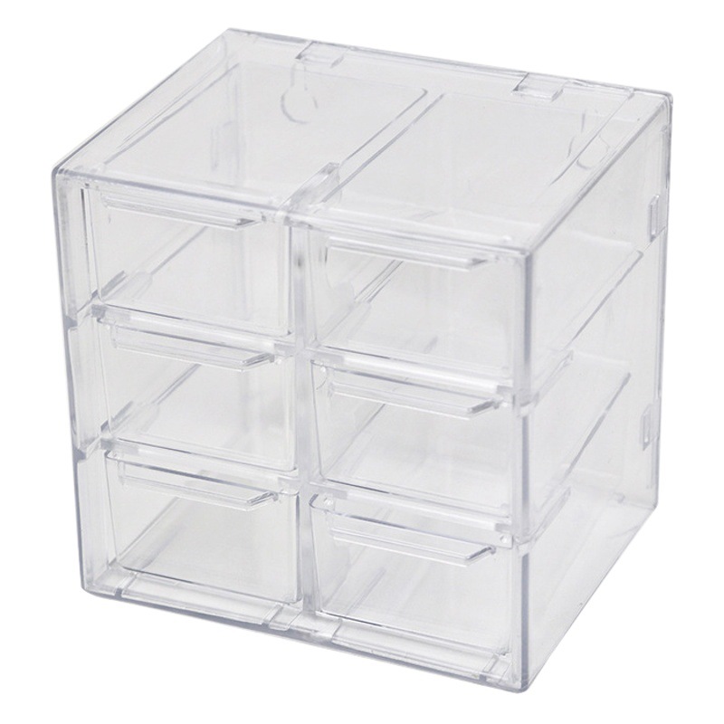 Transparente Jiugongge seis-rejilla a prueba de polvo caja de almacenamiento de cajón papelería joyería 12-rejilla cosméticos Almacenamiento de escritorio