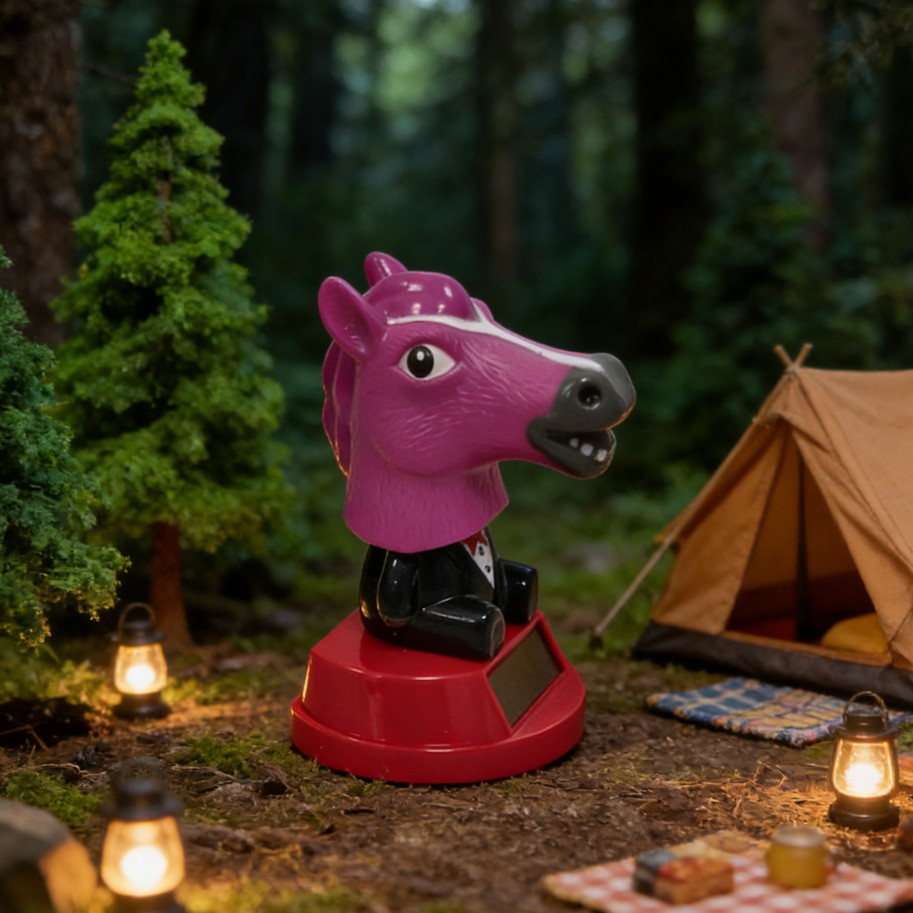 New Solar-Powered Shaking Horse Head Ornament, Beach Vacation Decoration, Desktop Small Gift, Cute Animal Decoration
