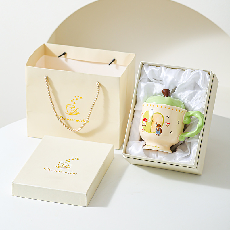 Taza de cerámica de manzana creativa, regalo de oficina, taza de café, taza de agua, taza de desayuno para parejas, regalo