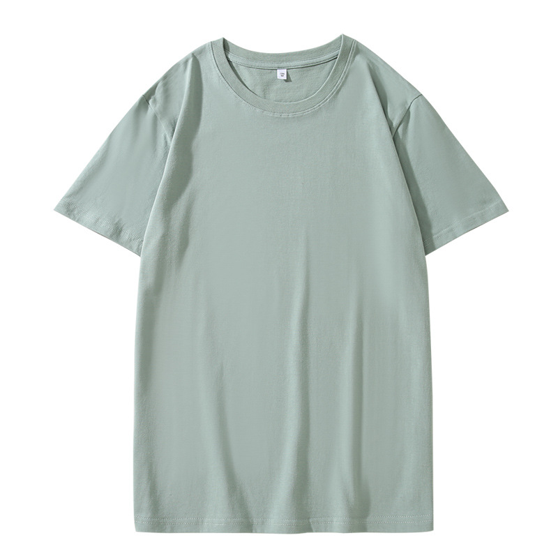 2025 Xinjiang algodón puro de fibra larga 180g cuello redondo hombres y mujeres color puro camisetas de manga corta ropa casual versátil de manga corta al por mayor