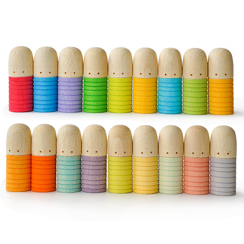 Bloques de construcción de arco iris para niños de madera juguetes bebé color cognición educación infantil altura apilamiento 3-10 años Juguetes