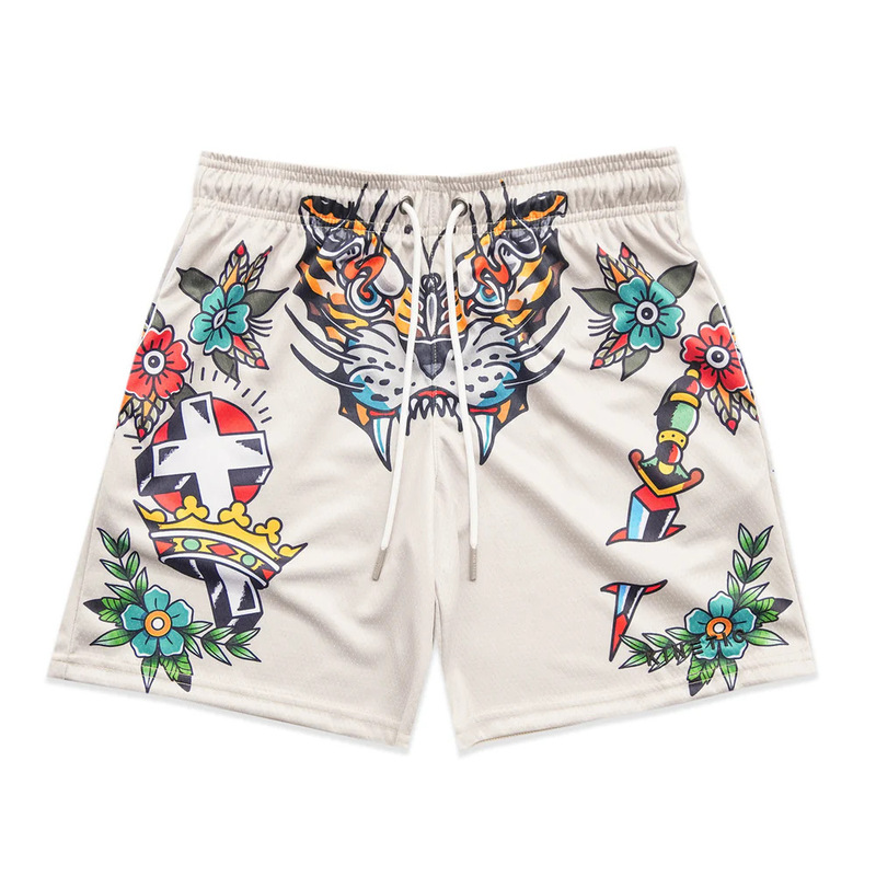 Sports Shorts, Summer Beach Shorts, Mesh Material, Breathable, Sweat-Wicking, Loose-Fitting, Fitness Basketball Shorts, Exclusively for Cross-Border Export