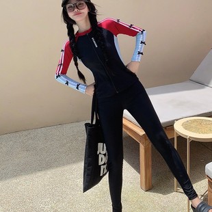 South Korea 2024 Holiday Swimsuit Split Conservative Sun Protection Quick-drying Diving Suit Long-sleeved Sports Surfing Student Swimsuit