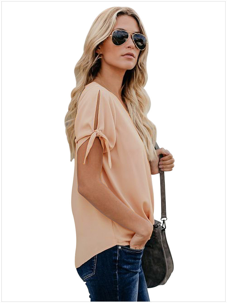 V-neck printed loose pleated pullover top nihaostyles clothing wholesale NSSYV107450