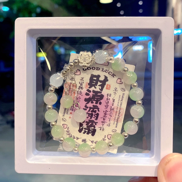 Pink and Green Lotus Bracelet Boxed