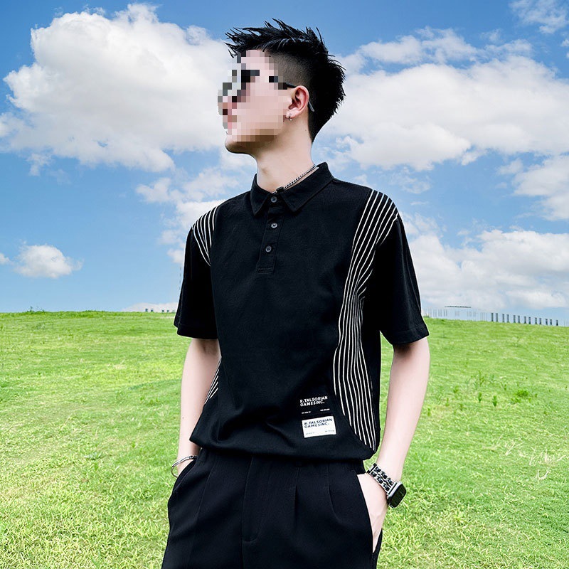 Polo de manga corta a rayas Camiseta de solapa de marca de moda de verano para hombre 2025 nuevo estilo casual ropa fina media manga