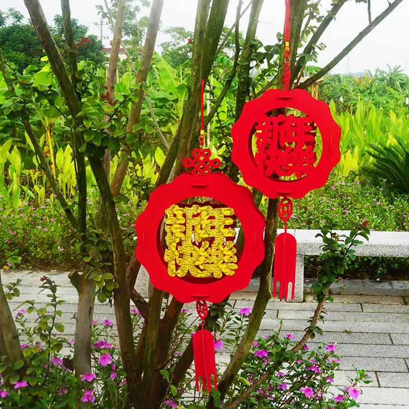 2025年中秋 国庆日挂饰毛毡春节挂件节庆节假日装饰毛毡灯笼批发