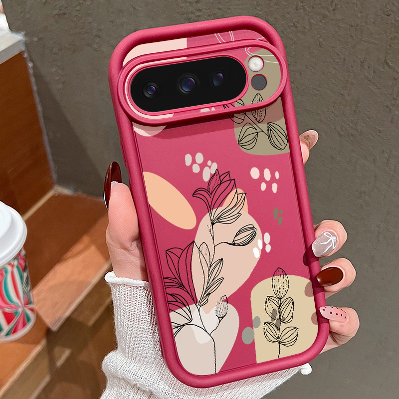 INS风适用谷歌Pixel9Pro白玉兰花手机壳7PRO 8A线条花朵防摔保套|undefined
