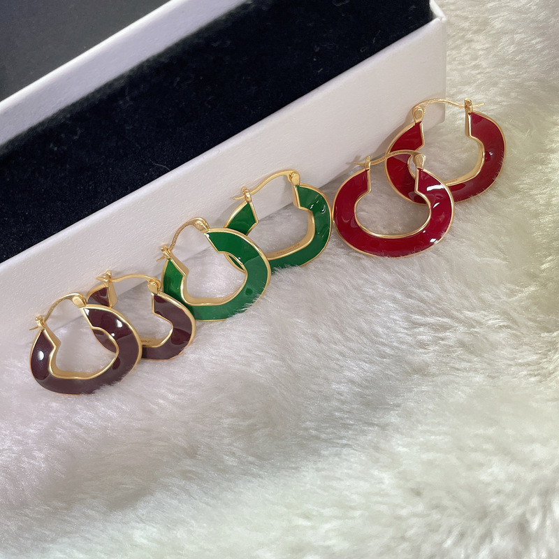 European and American bv Style Colorfulful Asymmetrical Oil Drop Earrings Versatile Sweater Partner High-end Earrings Early Spring Girl Earrings