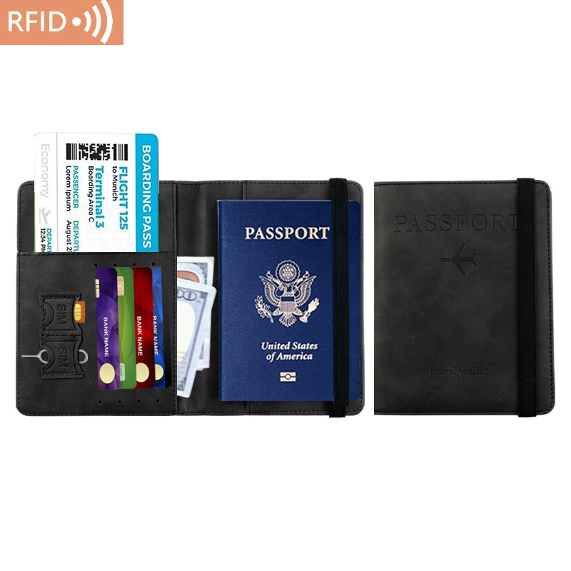 Портмоне для паспорта (из кожзаменителя) с блокировкой RFID, мультикарточный дорожный кошелек, 15×11×1 см