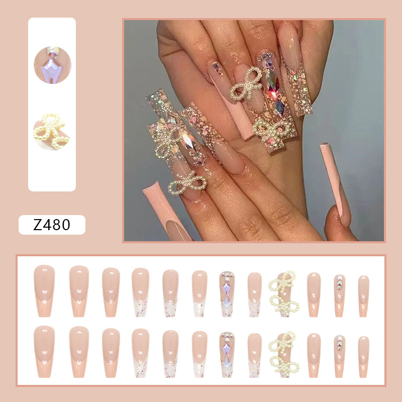 Elegante manicura chica blanca ins estilo dulce fresco caramelo leche tarjeta desgaste del color de uñas producto terminado al por mayor 24 piezas