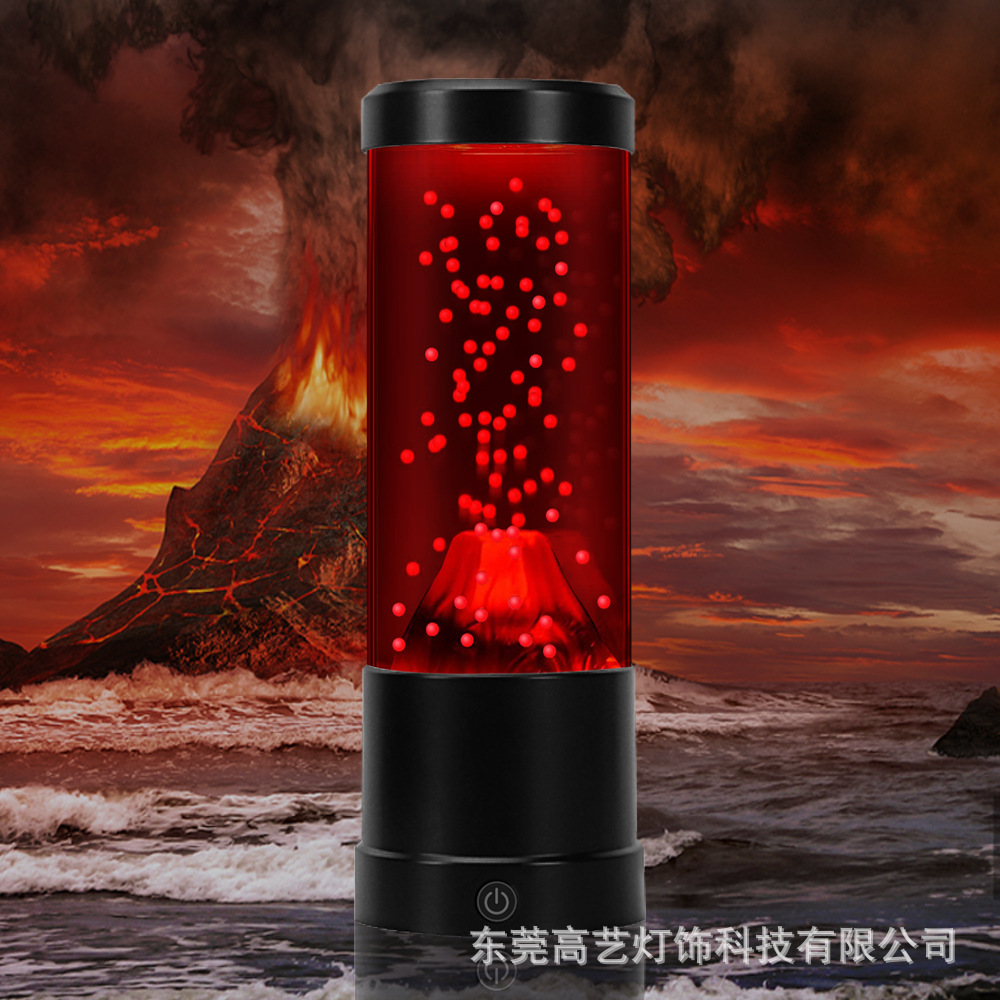 Fábrica al por mayor Amazon LED noche luz volcán creativo noche luz regalo decoración atmósfera luz USB lava lámpara