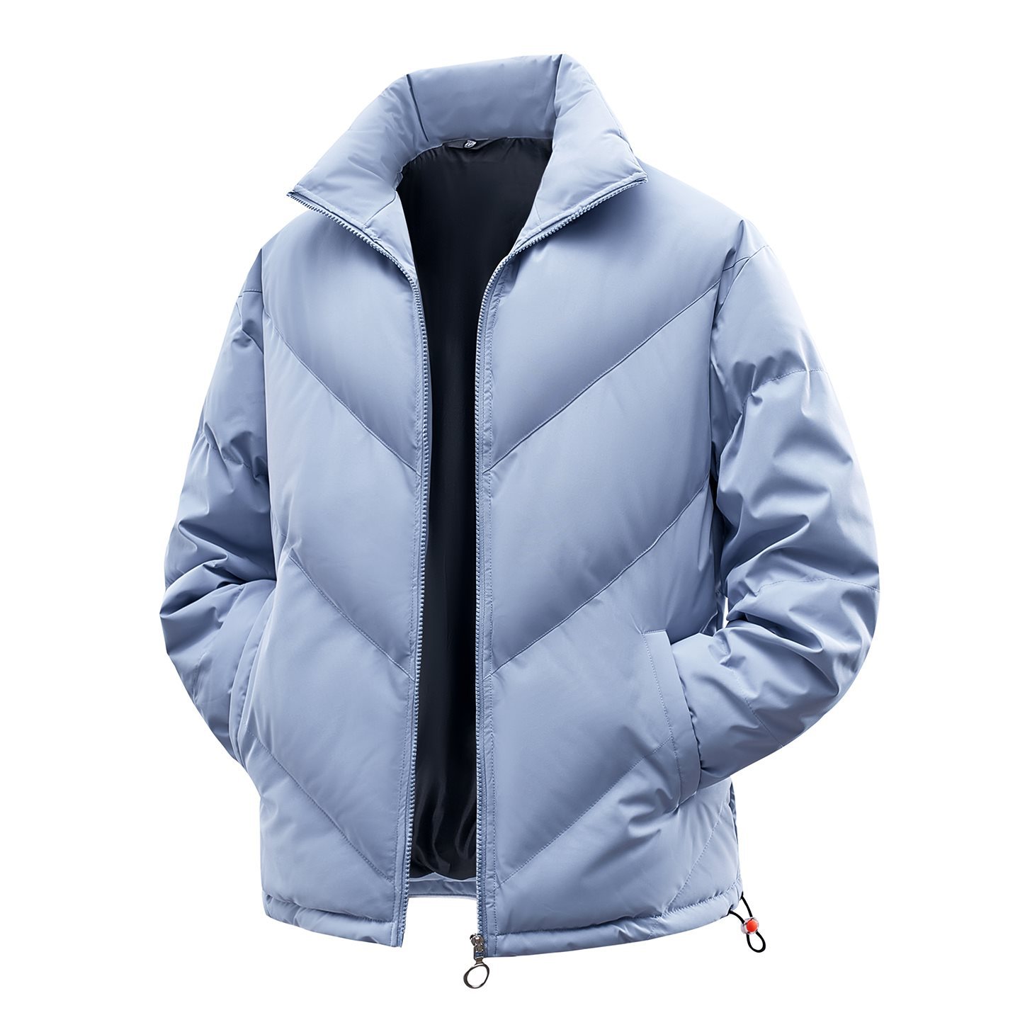 Hot-selling men's winter coat, new style, stand-up collar, thickened, men's winter cotton-padded jacket, youth cotton-padded coat, solid color jacket for men.