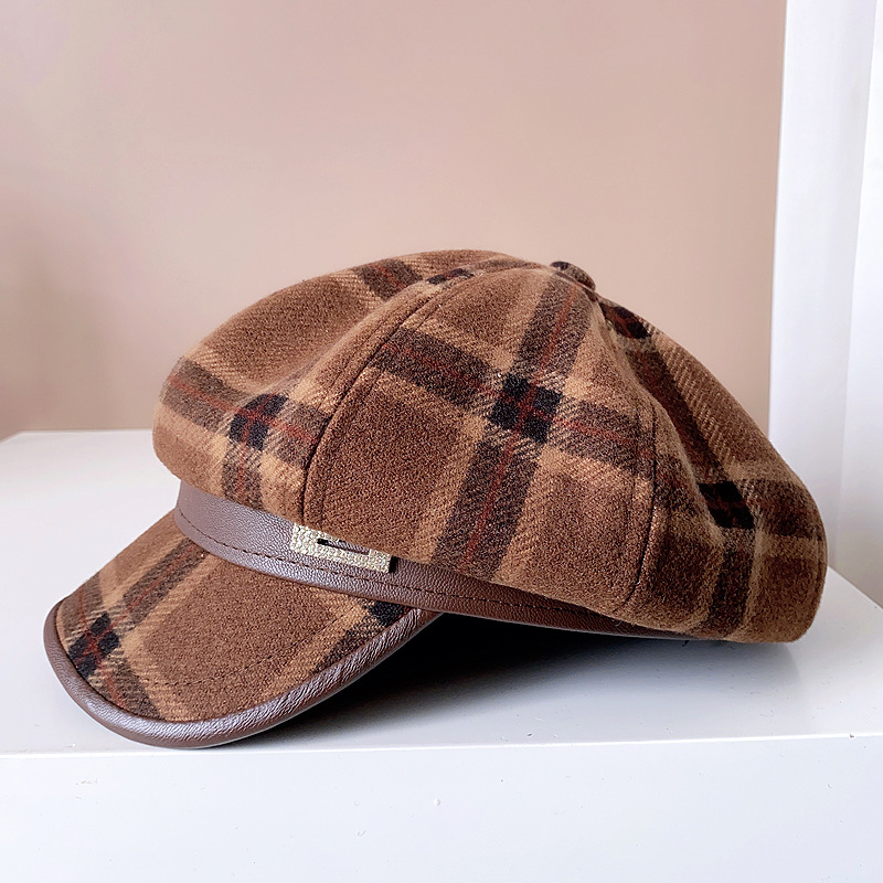 Femmes Style Simple Plaid Avant-toit Large Chapeau Béret display picture 7