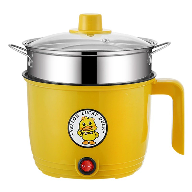 Маленькая желтая утка электрическая кастрюля для студенческого общежития Бытовая антипригарная Кастрюля мини маленькая электрическая сковорода для приготовления пищи многоцелевая рисоварка