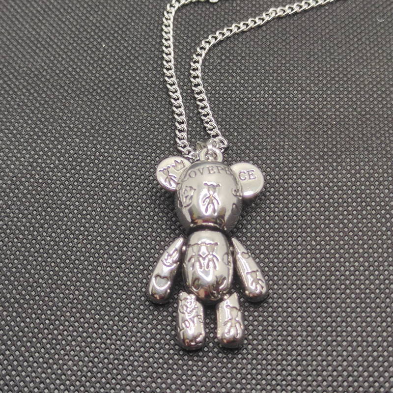 Actionable Violent Bear Necklace Hip Hop Men's Punk Couple Sweater Chain Women's Crowd Hoodie Pendant Trendy_voghion.com