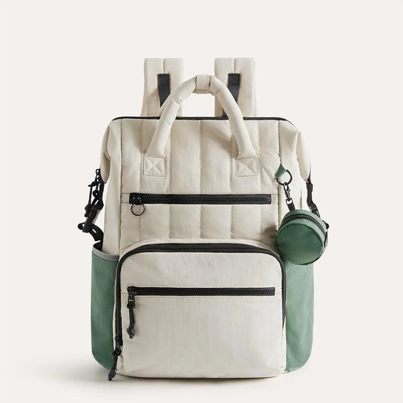 Amazon nueva estriada mama bolsa multifuncional mochila impermeable para salir bolsa de moda madre y bebé de gran capacidad