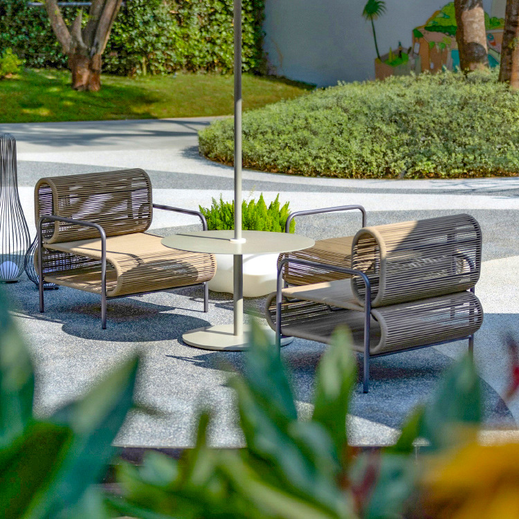 Al Aire Libre sofá de ratán balcón ocio silla patio Hotel Villa diseñador cama individual y desayuno perezoso combinación muebles