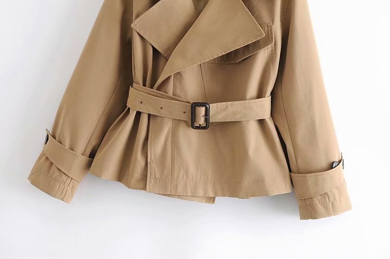 Suit Collar Waist Belt Short Trench Coat NSAM20621