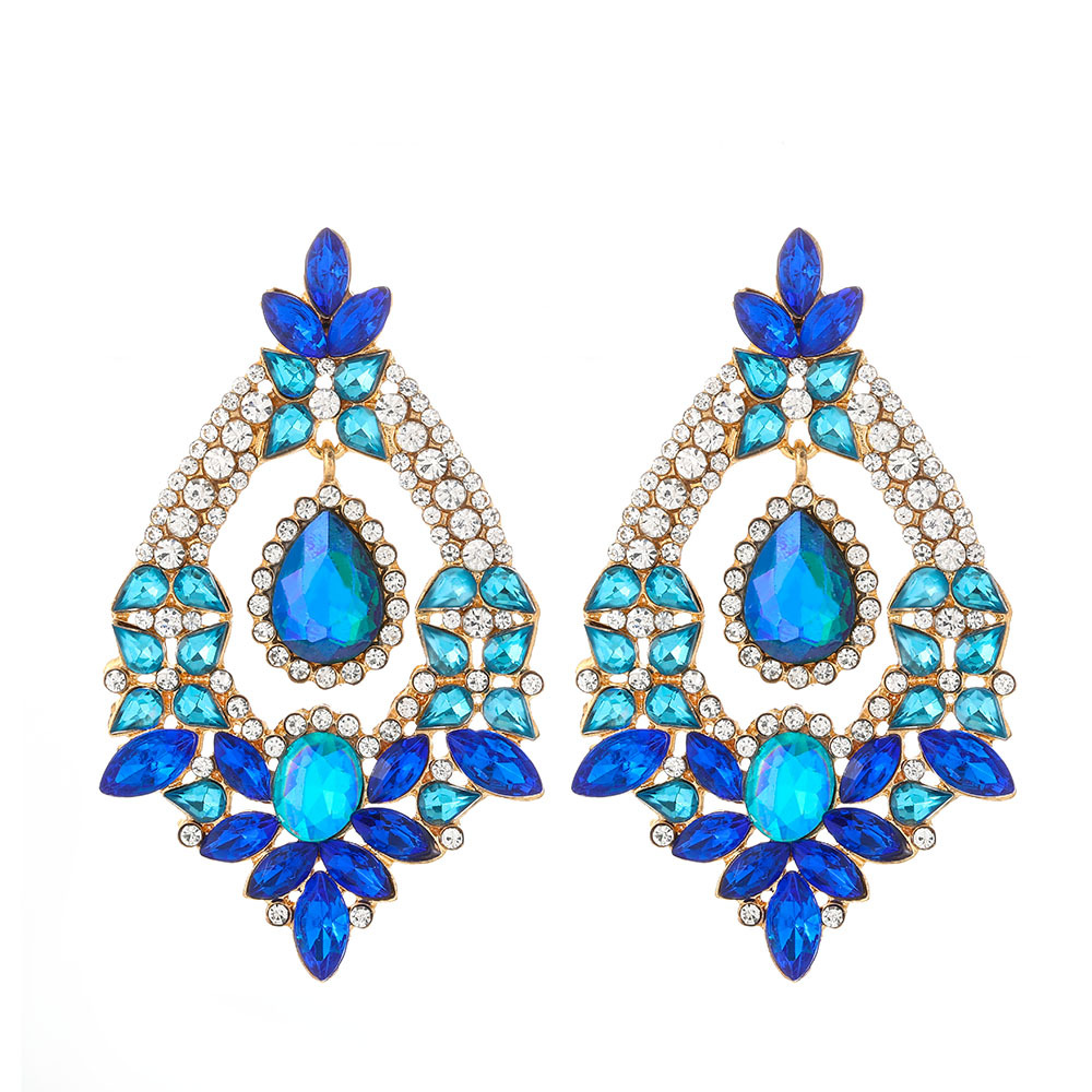 Boucles D&#39;oreilles Géométriques En Alliage De Diamants Couleur Mode display picture 5