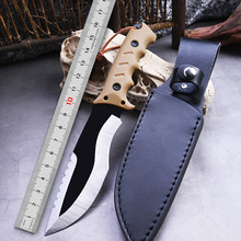 跨境热卖户外刀具野外求生刀高硬度尼泊尔军刀战术生存直刀带皮鞘
