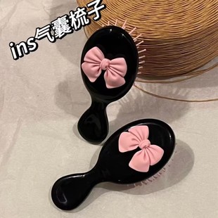 Cute Bow Comb Portable Mini Folding Air Cushion Comb Air Bag Massage Comb