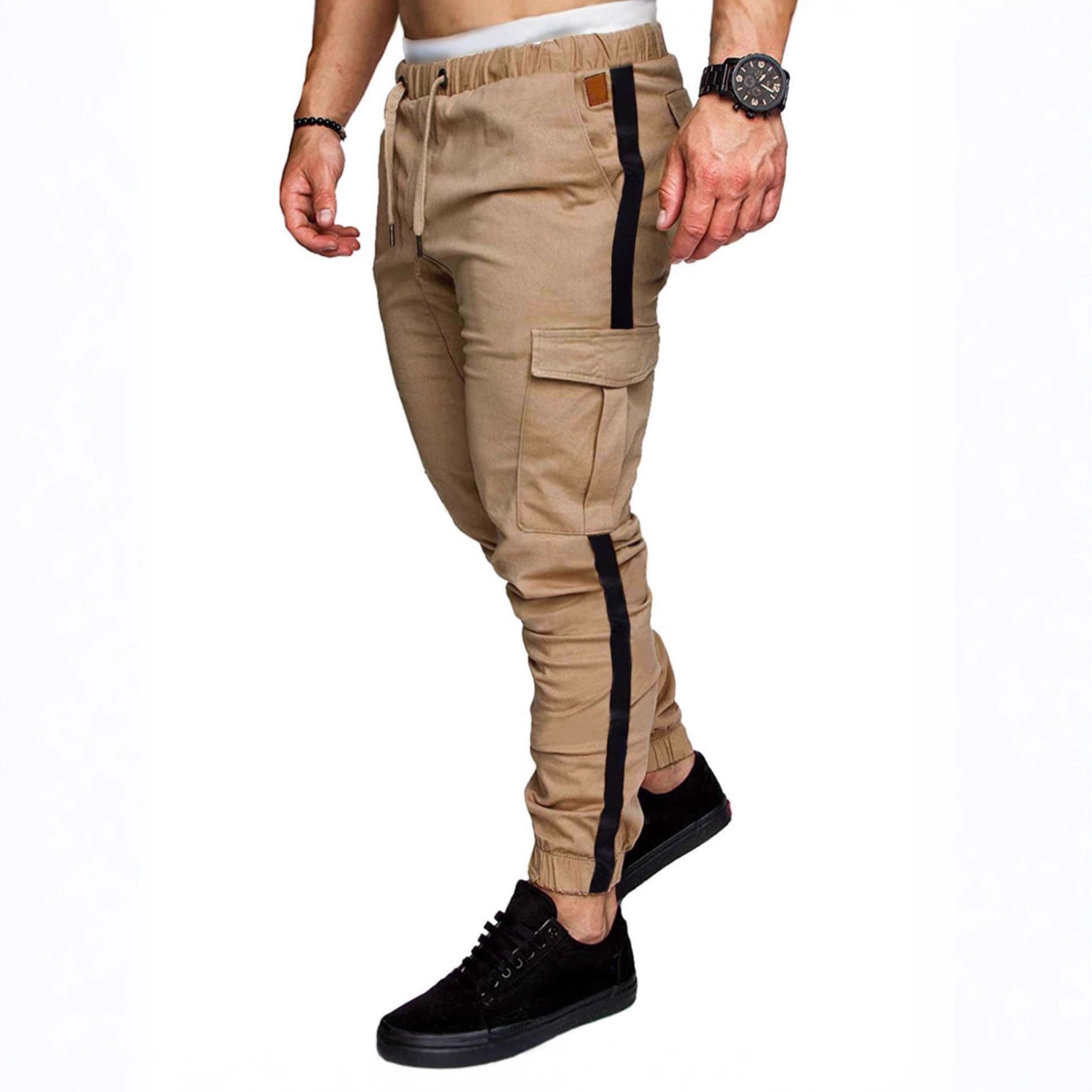 European Size Cross-Border New Workwear Trousers Men's Autum Splicing Pure Color Casual Sports Loose Straight Pants Export