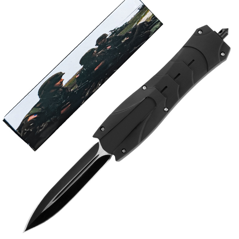 Ouyi マイクロテクノロジーポケットナイフ高硬度シャープキャンプストレートナイフ屋外ポータブル釣りナイフ黒タクティカルナイフ|undefined
