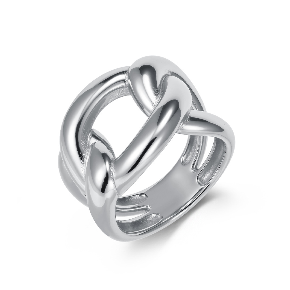 Women's Titanium Steel Ring Style Minimalist Geometric Design Smooth Surface Irregular Shape Fashion Cuban Chain Jewelry_voghion.com