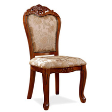 欧式实木餐椅 美式椅子 实木布艺扶手椅 休闲椅 咖啡椅子 单椅
