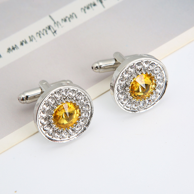 Heißer Verkauf Kreative Diamant Blau Kristall Manschettenknöpfe Französisch Hemd Knopf Manschettenknöpfe_voghion.com