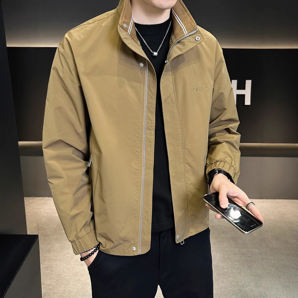 Japanese-Style Simple Workwear Jacket for Men, Spring and Summer High-End Versatile Casual Baseball Jacket, Light Luxury, Stylish Slim-Fit Coat