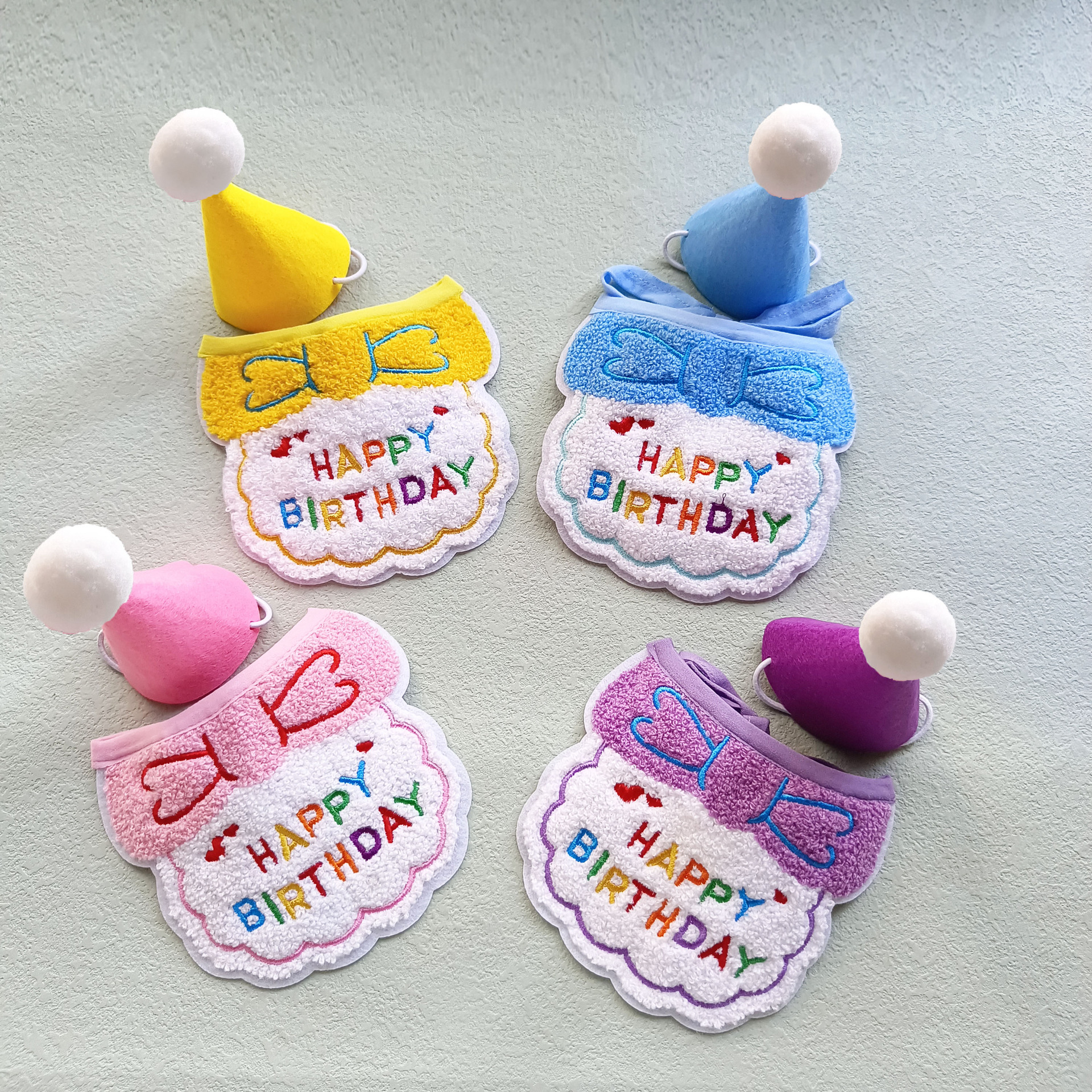 ins embroidered bib pet hat birthday hat decoration cat hat cat dog dress birthday hat party photo