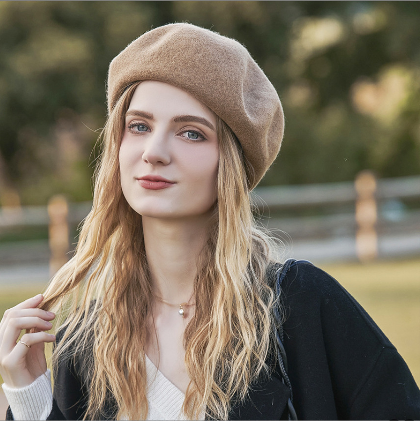 Unisex dam ull premium basker Höst/vinter vintage målarhatt Newsboy hatt rosa_voghion.com