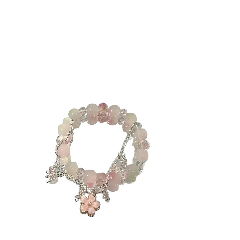 Braccialetto con nappa in fiore di pesco Rilai Xin Spring, design di nicchia, nuovi gioielli in perline di ciliegio fatti a mano del 2023_voghion.com