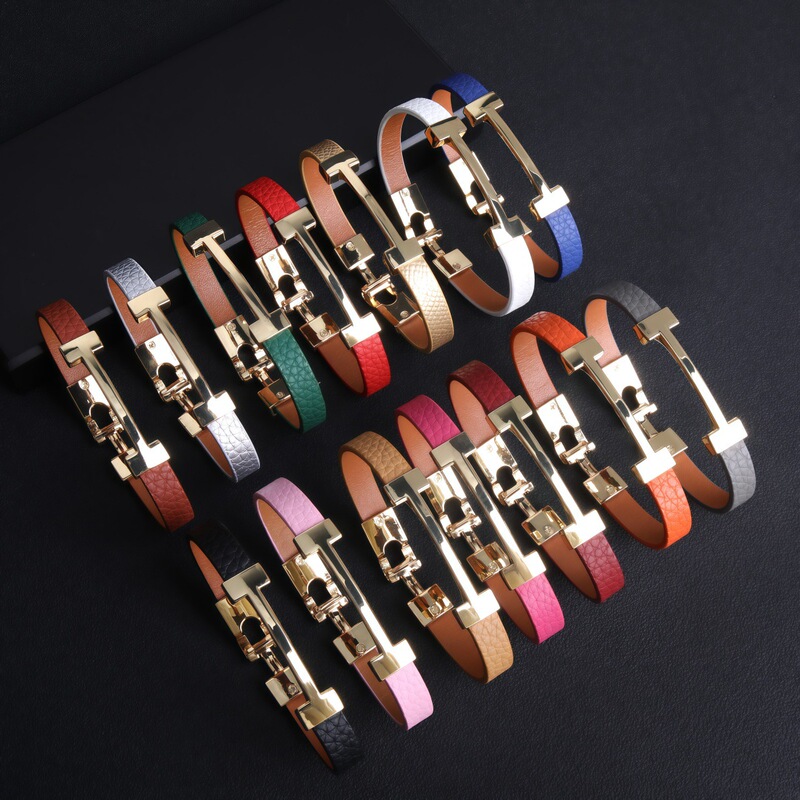 Aiga's New Fashionable Leather Cord Bracelet Can Be Customized with Logo, Flat Cord Bracelet, European and American Style Accessories