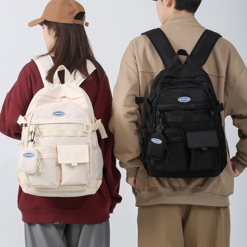Japanese workwear backpack for women, Korean version, niche design sense, suitable for high school and university students, large capacity, double shoulder bag, travel backpack for men