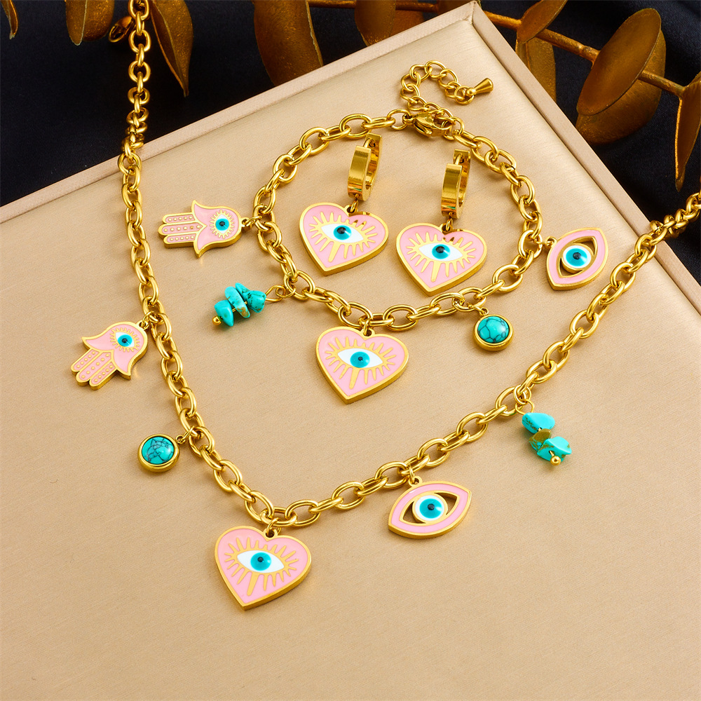 fashionable fuchsia turquoise pendant stainless steel