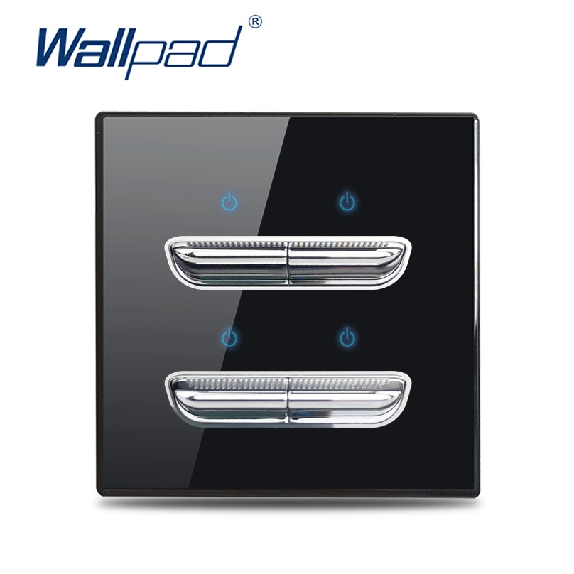 Стеклянная панель выключателя Wallpad Black, квадратная сенсорная панель во французском стиле, 1–4 группы