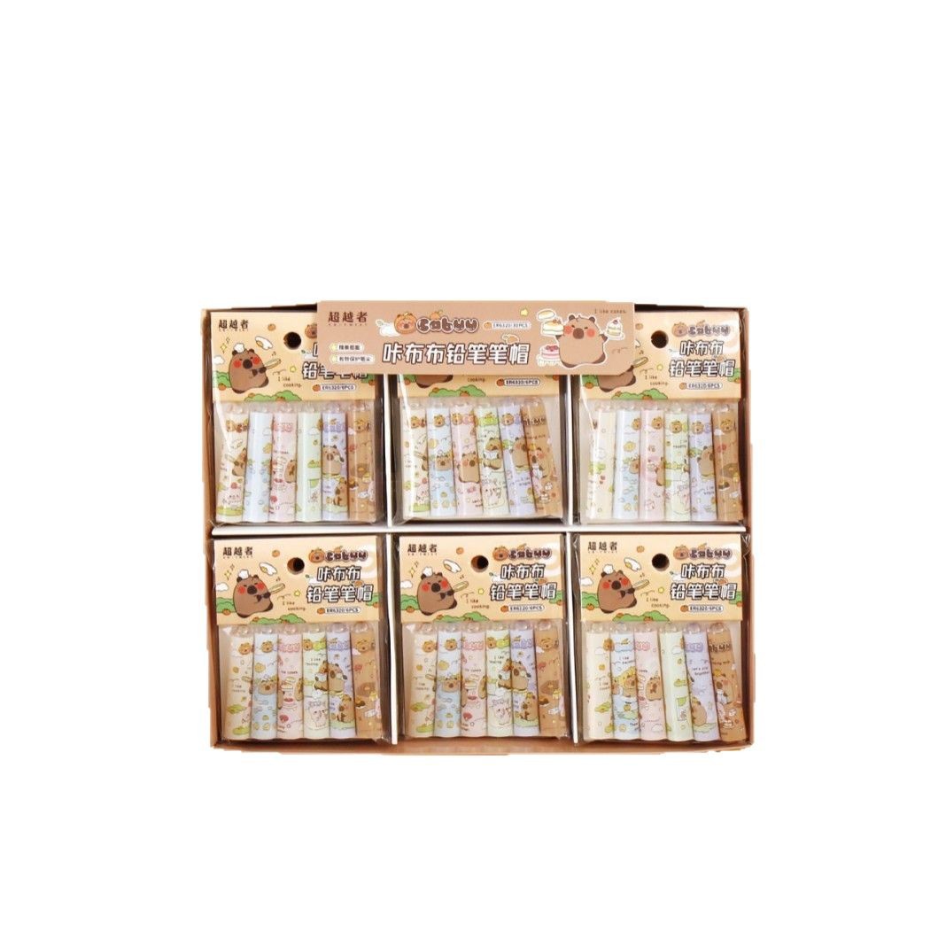 Capibara lápiz gorra de dibujos animados de alto valor de cara bolsa 6 cubierta de lápiz para estudiantes de papelería