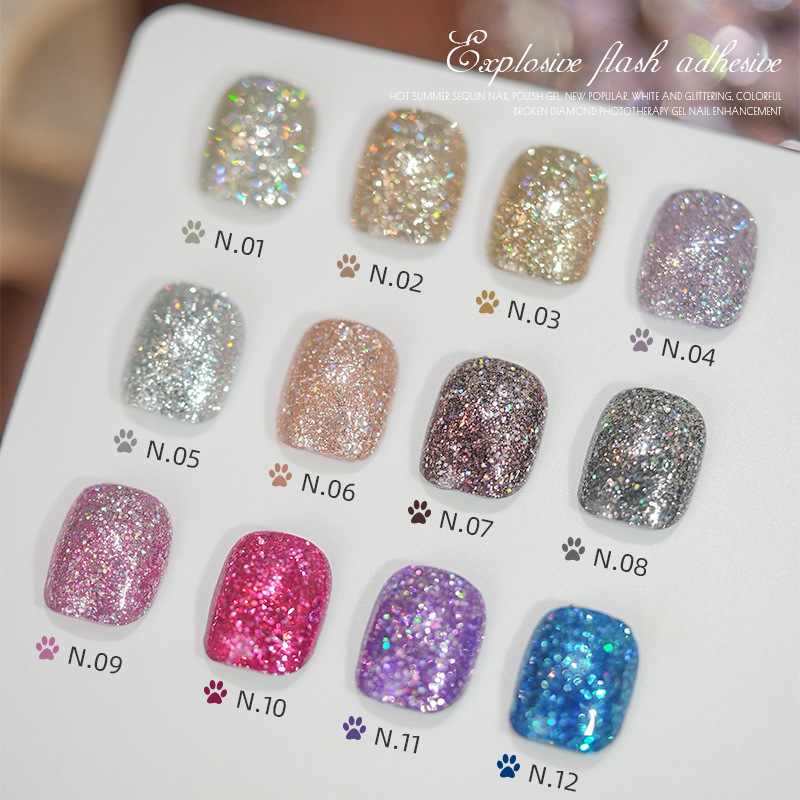 Esmalte de uñas pegamento flash color lentejuelas pegamento Super Flash decoraciones de uñas 2023 nuevo salón de uñas especial fototerapia pegamento