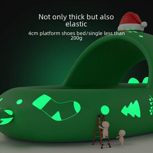 chedoir Christmas night light shark-shaped slippers ins cute home footwear couple's footprints sandals