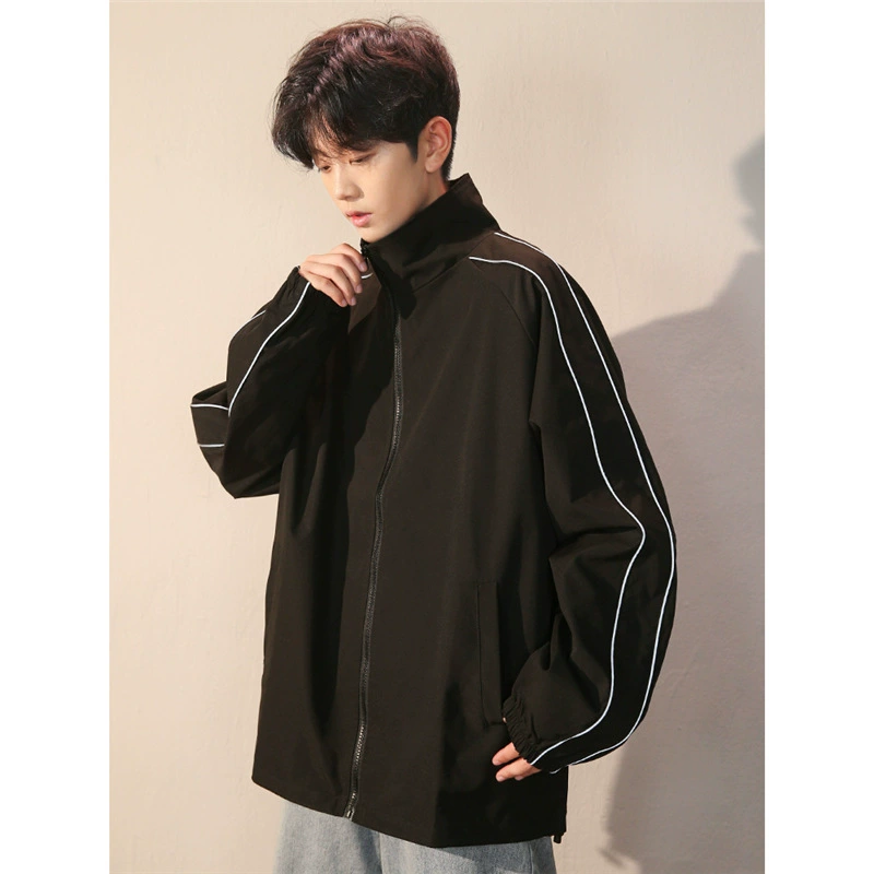 Жакет со стойкой воротником мужской 2021 весна и осень новый корейский тренд осенняя одежда спорт повседневная молния плюс флисное пальто