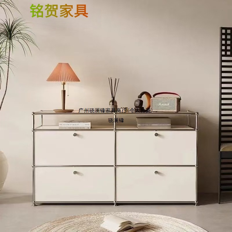 不锈钢中古床头柜USM卧室现代简约置物架ins模块收纳电视边柜整装