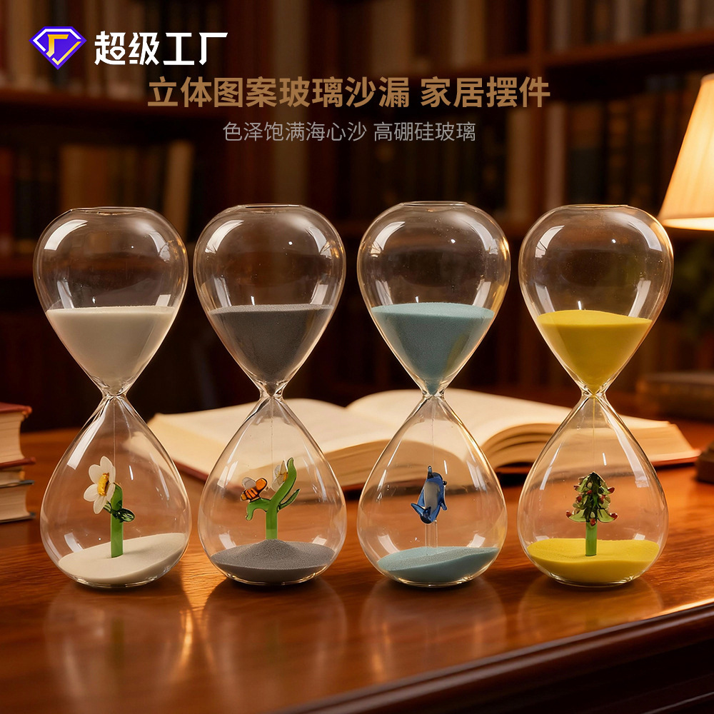 30 minutos creativos árbol de Navidad reloj de arena cronometrador abeja modelado decoraciones para el hogar artesanías de vidrio fábrica al por mayor