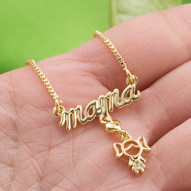 Mother's Day Ornament Fashion Mama Letter Diamond Pendant Necklace display picture 5