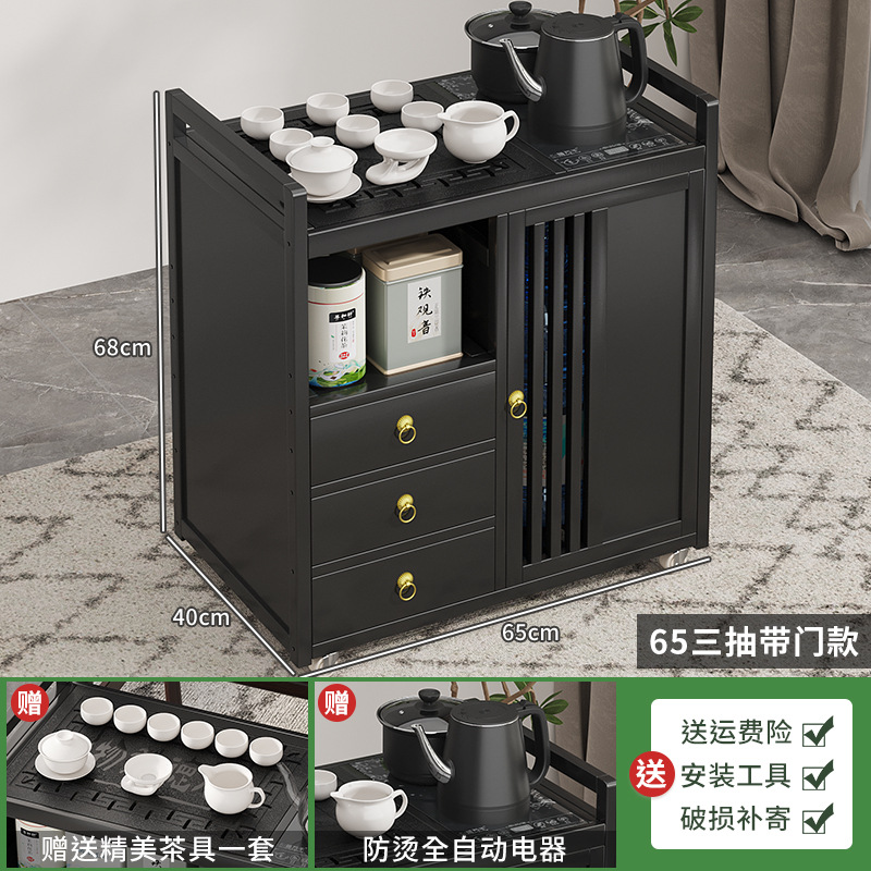 Mesa de té móvil balcón casa pequeña mesa de té carrito de té hervidor de agua integrado gabinete de té con ruedas mesa lateral de té juego de té traje